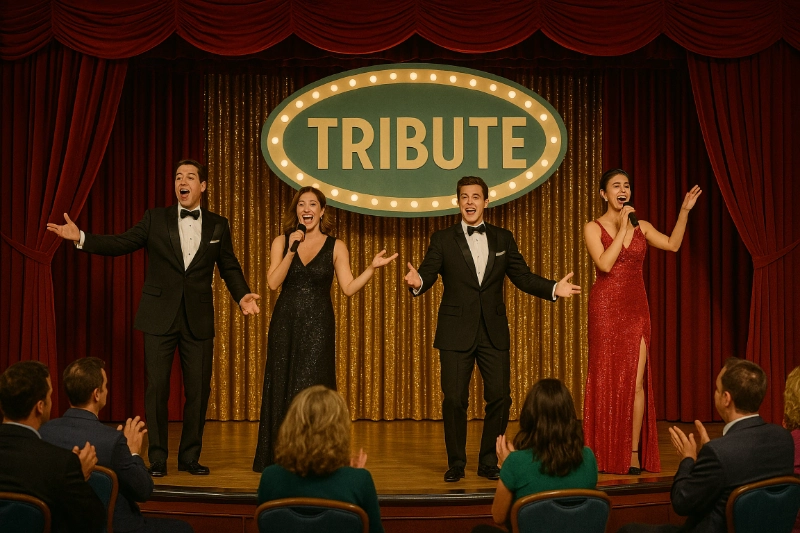 Musical theater tribute performers on casino showroom stage